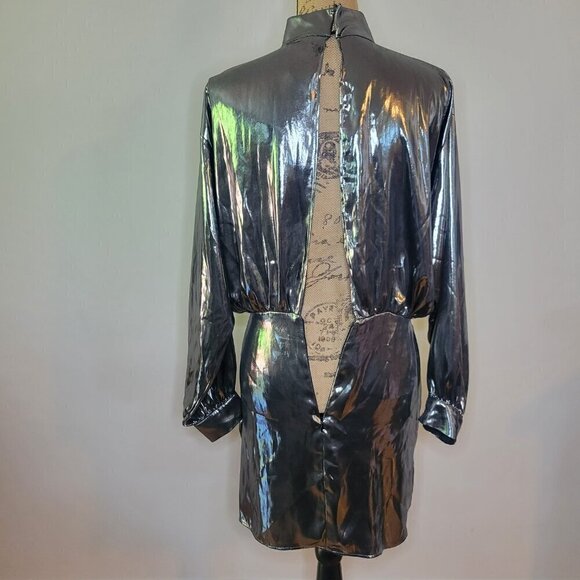 ZARA FOIL Metallic MINI DRESS MEDIUM - Picture 5 of 9
